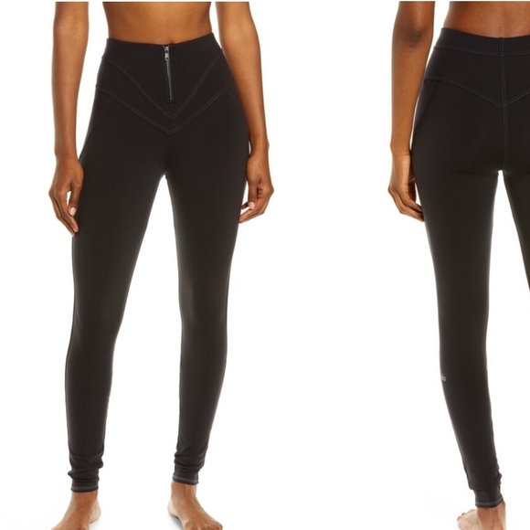Alo Yoga Airbrush Elite High Waist Leggings- Womens- Size M- Black - Picture 2 of 15